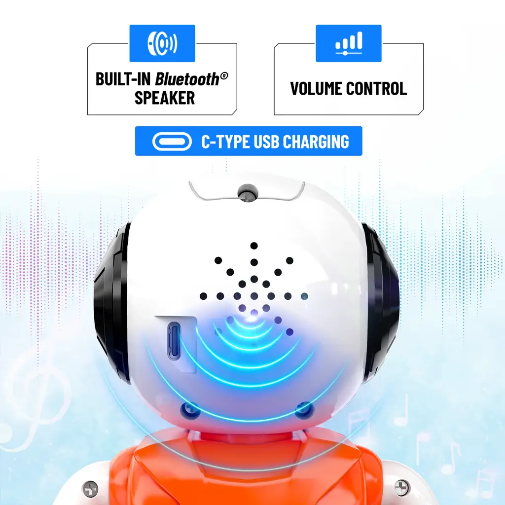 Moonwalker Walking and Talking Robot - In-Built Bluetooth Speaker, Clap Detection, Rechargeable Battery, C Type USB Charging, Voice Commands, Remote and App Control