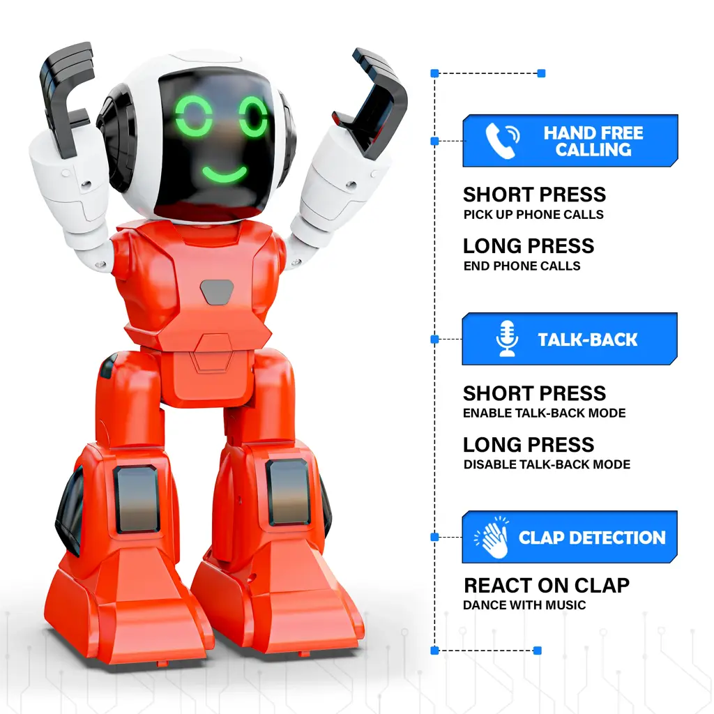 Moonwalker Walking and Talking Robot - In-Built Bluetooth Speaker, Clap Detection, Rechargeable Battery, C Type USB Charging, Voice Commands, Remote and App Control