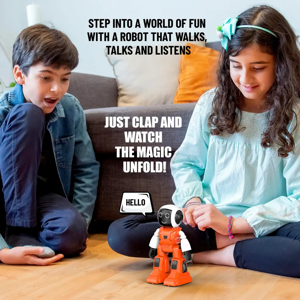 Moonwalker Walking and Talking Robot - In-Built Bluetooth Speaker, Clap Detection, Rechargeable Battery, C Type USB Charging, Voice Commands, Remote and App Control