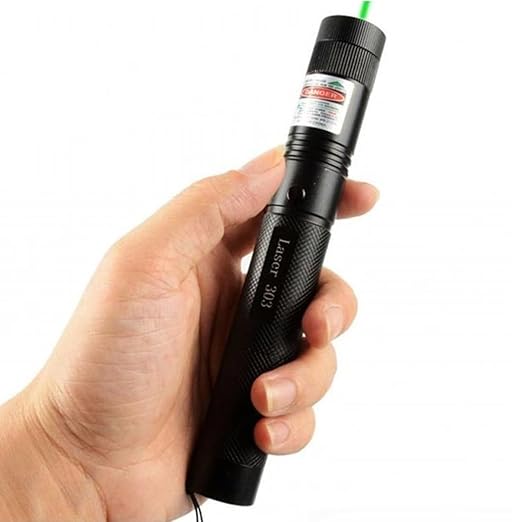 High Powered LED Laser Pointer 650nm, Working Time Over 8000 Hrs Rechargeable Green Laser-303 Pointer Party Pen Disco Light 5 Mile with Battery Indoor and Outdoor Black (650 nm, Green), Metal