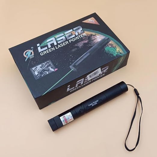 High Powered LED Laser Pointer 650nm, Working Time Over 8000 Hrs Rechargeable Green Laser-303 Pointer Party Pen Disco Light 5 Mile with Battery Indoor and Outdoor Black (650 nm, Green), Metal