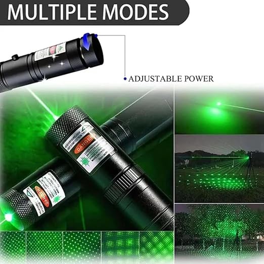 High Powered LED Laser Pointer 650nm, Working Time Over 8000 Hrs Rechargeable Green Laser-303 Pointer Party Pen Disco Light 5 Mile with Battery Indoor and Outdoor Black (650 nm, Green), Metal