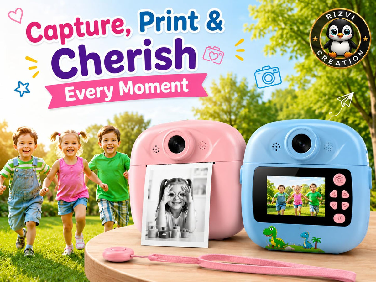 DIY Instant Print Mini Camera for Kids & Adults | Thermal Paper Printing Camera | 2.4” HD Screen | SD Card Support, Video Recording, Games & Music Player