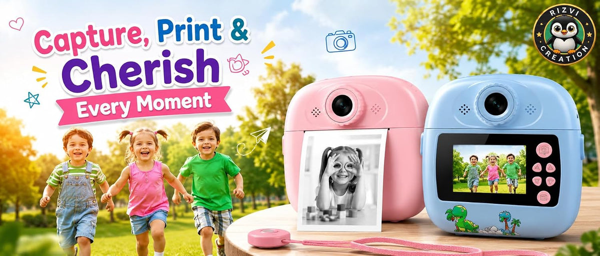 DIY Instant Print Mini Camera for Kids & Adults | Thermal Paper Printing Camera | 2.4” HD Screen | SD Card Support, Video Recording, Games & Music Player