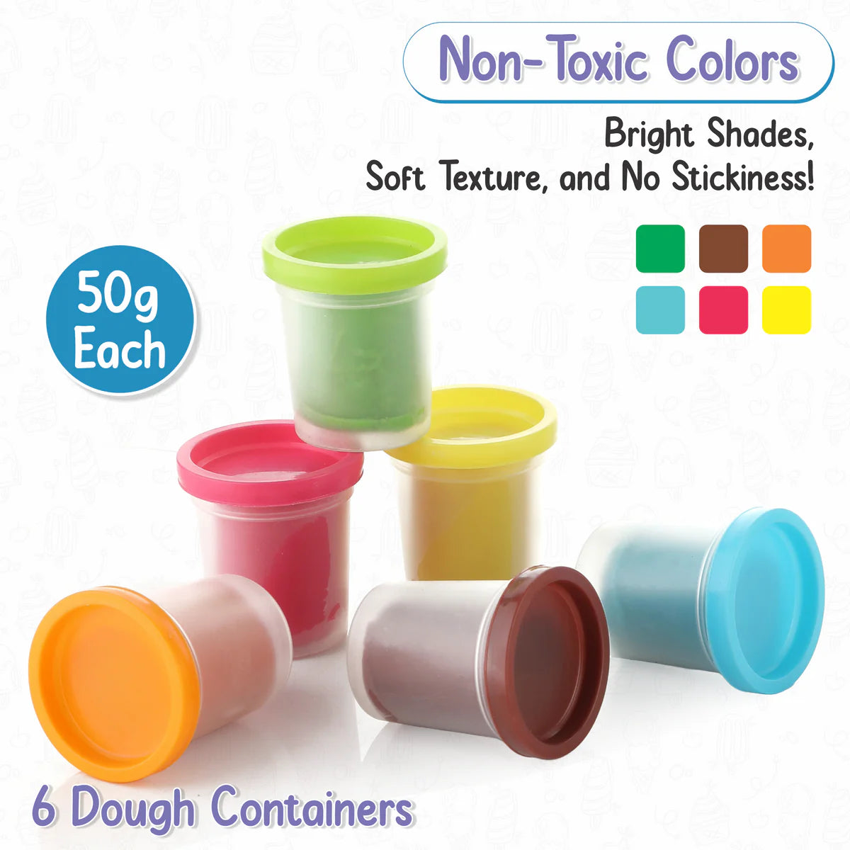 Chanak Play Dough Ice Cream Maker Set for Kids 3+ Years | 6 Colour Non-Toxic Dough Tubes 50g Each – BIS Approved